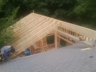 Framing a new roof addition that ties into an existing shingle roof in Bordentown